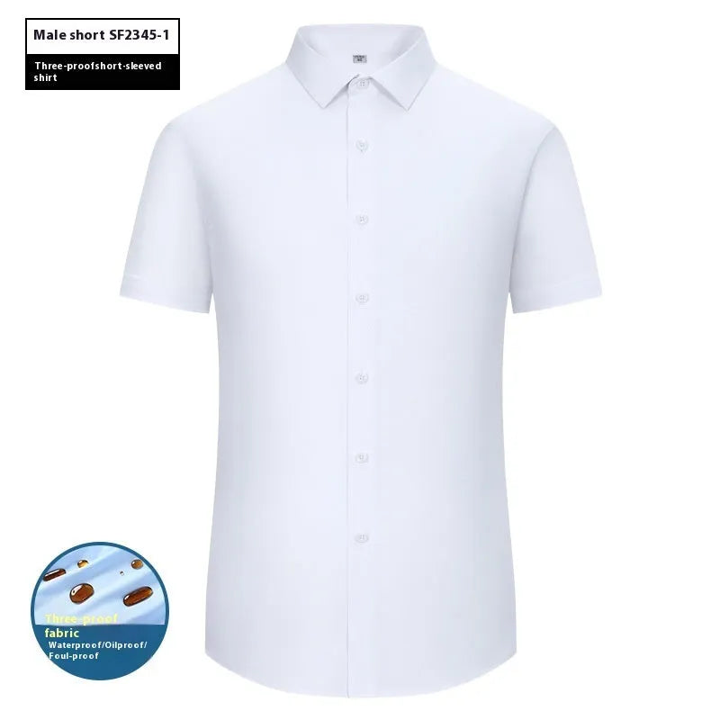 Men's bamboo fibre business shirt in slim fit with square collar, available in solid colours