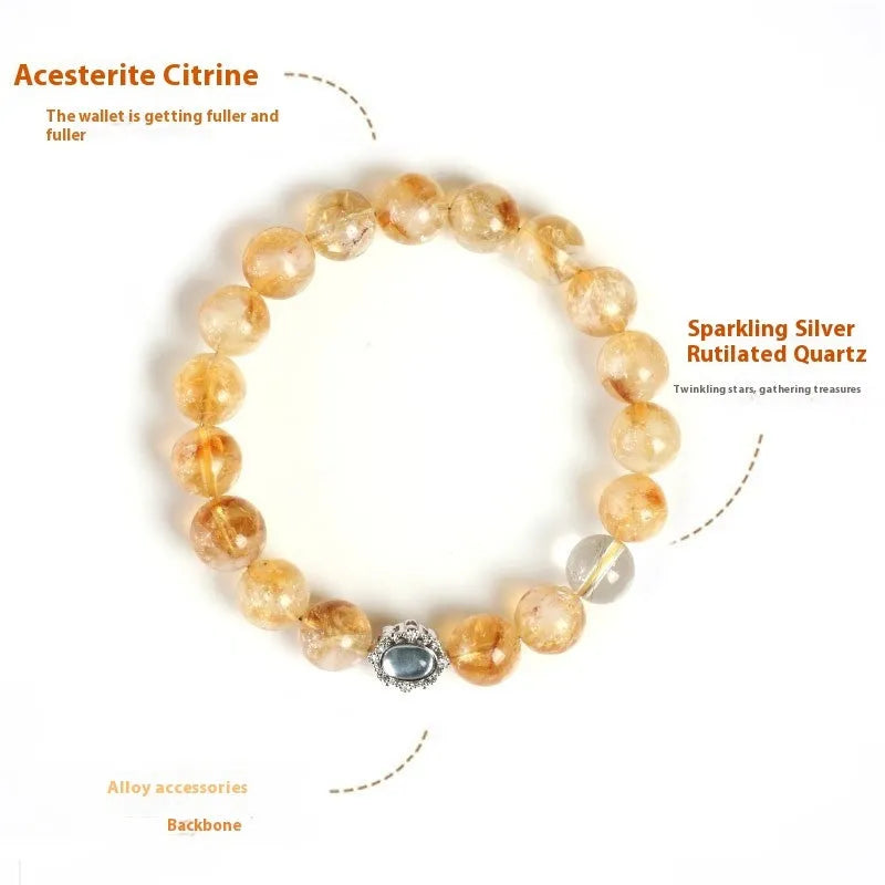 Citrine crystal bracelet with 10mm geometric stone in polished finish