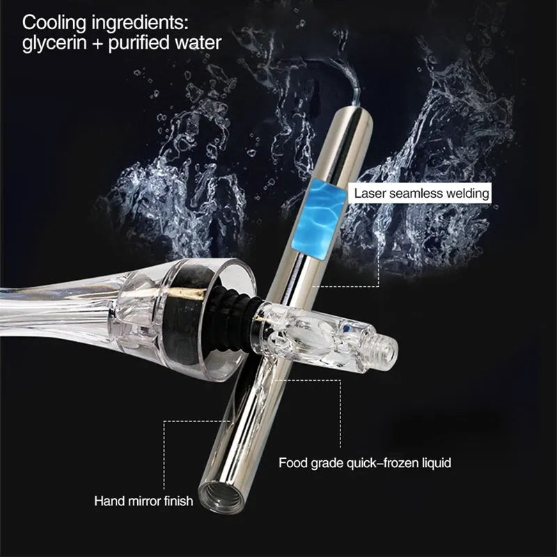 Stainless steel wine cooling rod with aerator and drip-free pourer, 32cm length, black finish