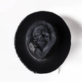 Wool felt conical crown skull hat with handmade Halloween design