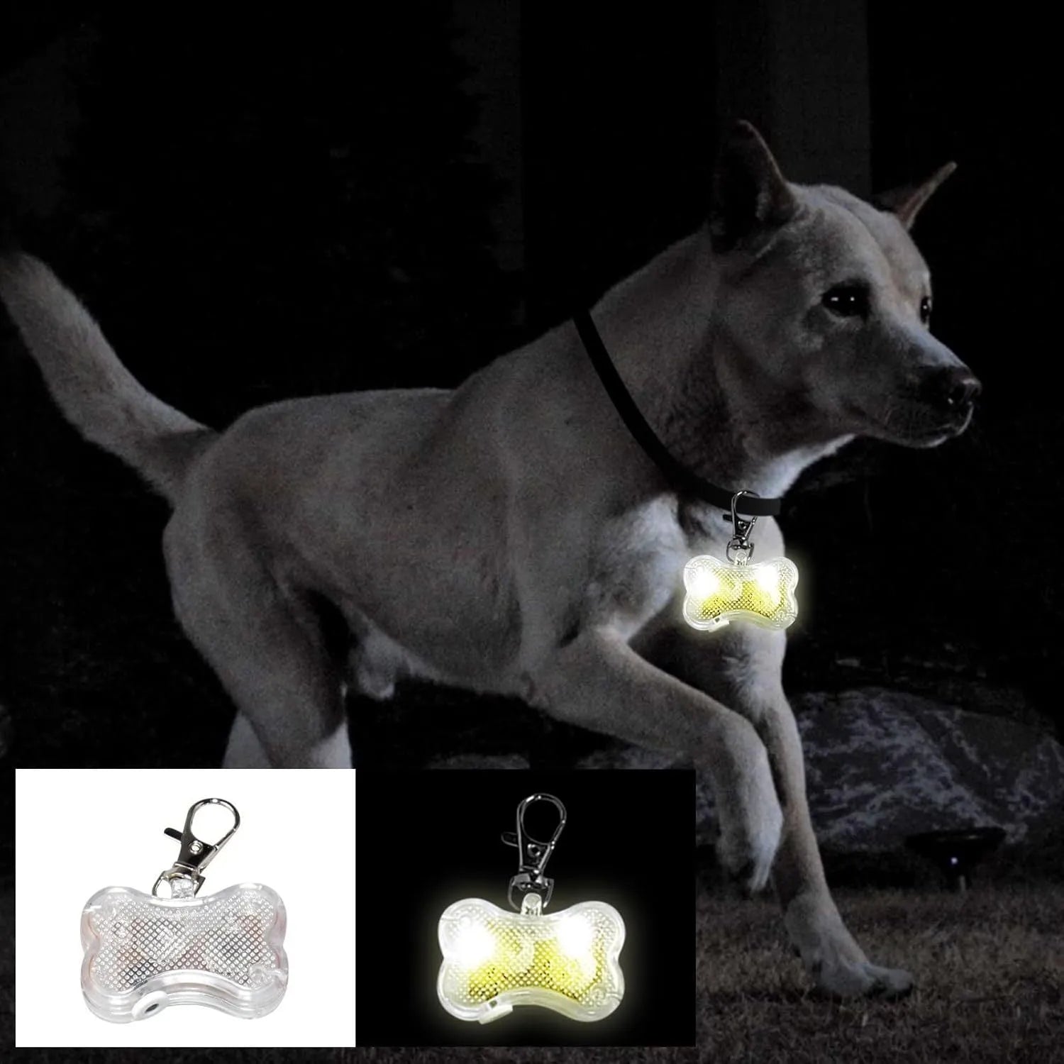 Pet LED luminous bone pendant for cat dog collars in six colour options