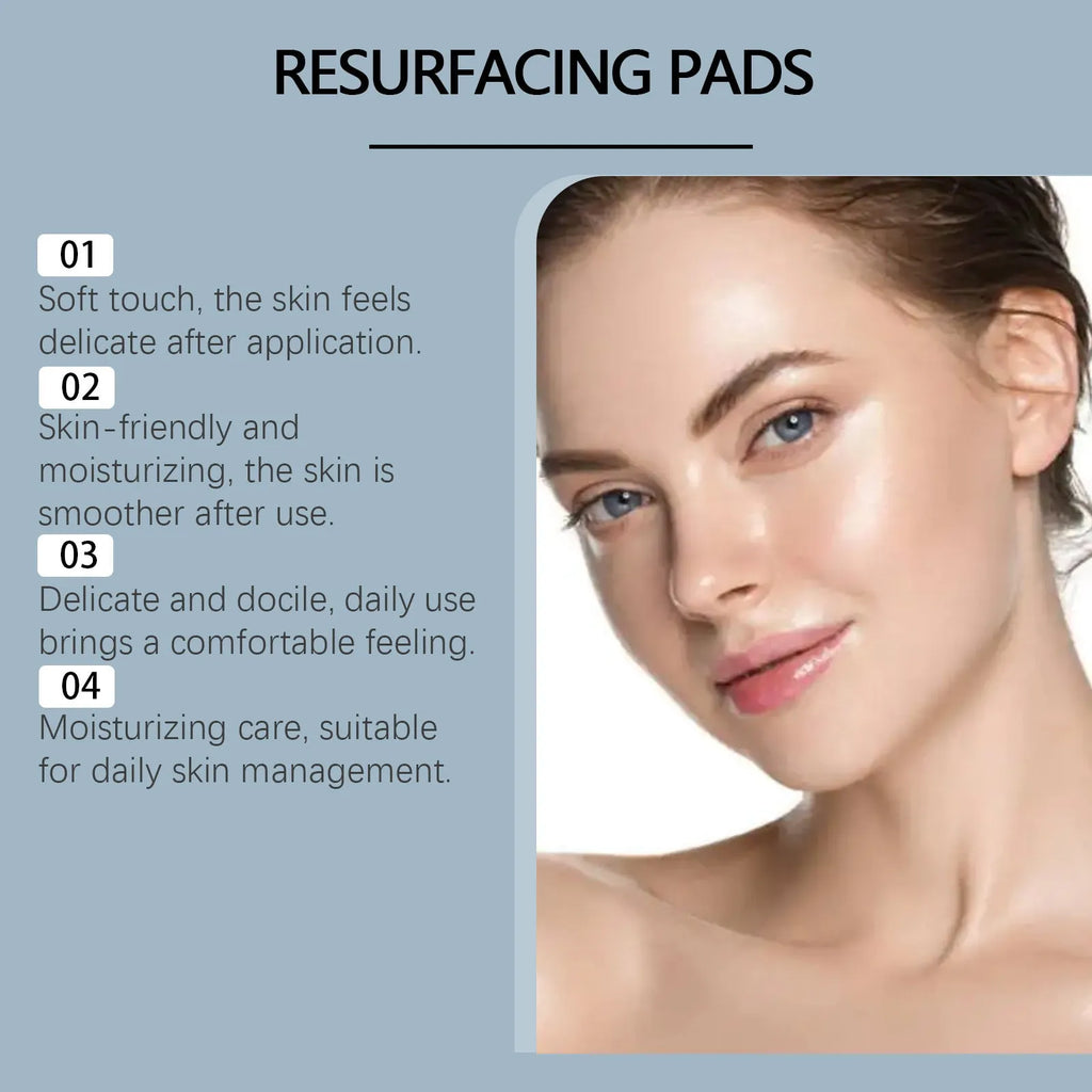 Pack of 50 glycolic acid exfoliating moisturising cotton cloth facial pads with vitamin B5, C, and E