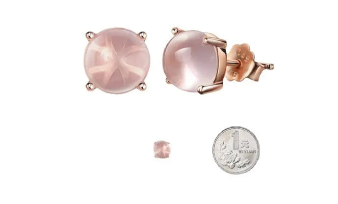Women's rose gold drop shape stud earrings with crystal inlay Korean style