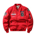 Men's slim-fit stand collar retro embroidery cotton-padded coat in black