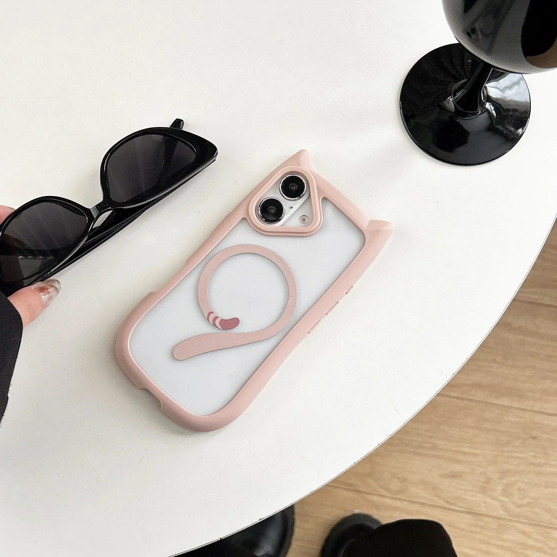 Transparent acrylic TPU phone case with magnetic suction for Apple IPhone 17 models in black colour