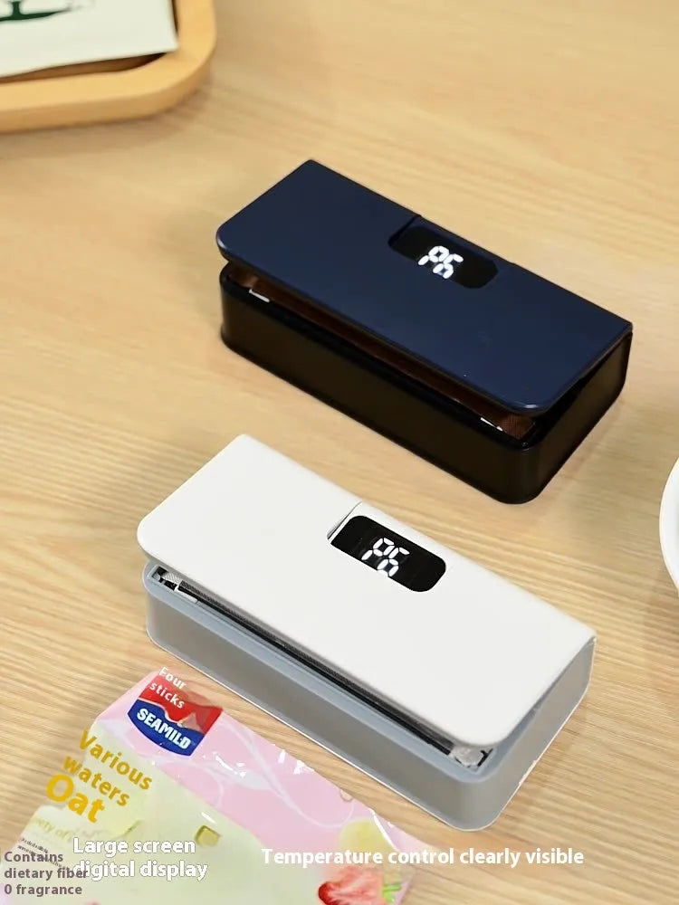 Small portable mini sealing machine heat seal food hand press snack plastic bag in white and blue
