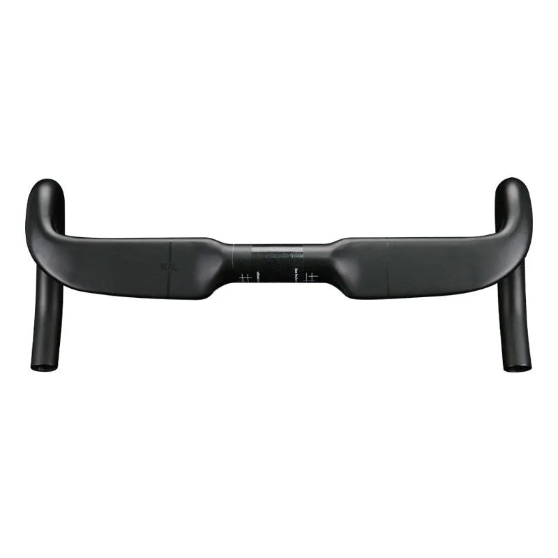 Carbon fiber road bicycle handle bar with double line finish shown in black