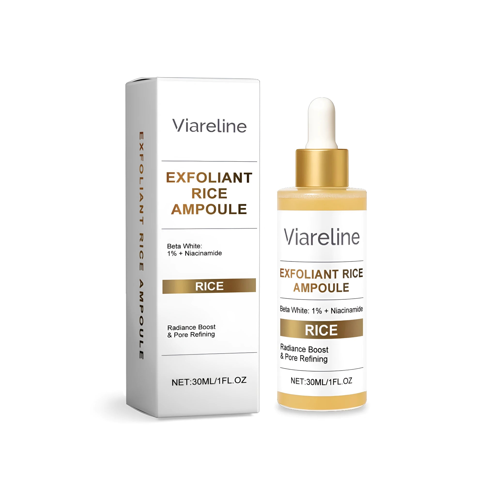 Exfoliating Rice Liquid 30ml bottle with rice extract and nicotinamide for wrinkle relief and moisturising facial treatment