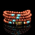 Golden star stone bracelet ornament with 108 nugget pieces and multi-circle design featuring fu character