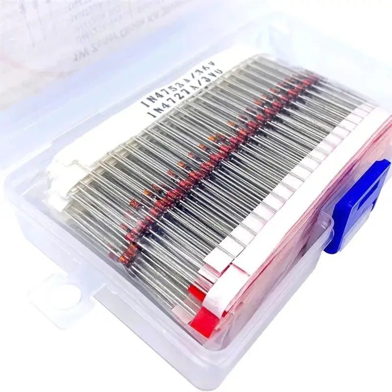 Boxed 1W glass Zener diode with 50V breakdown voltage