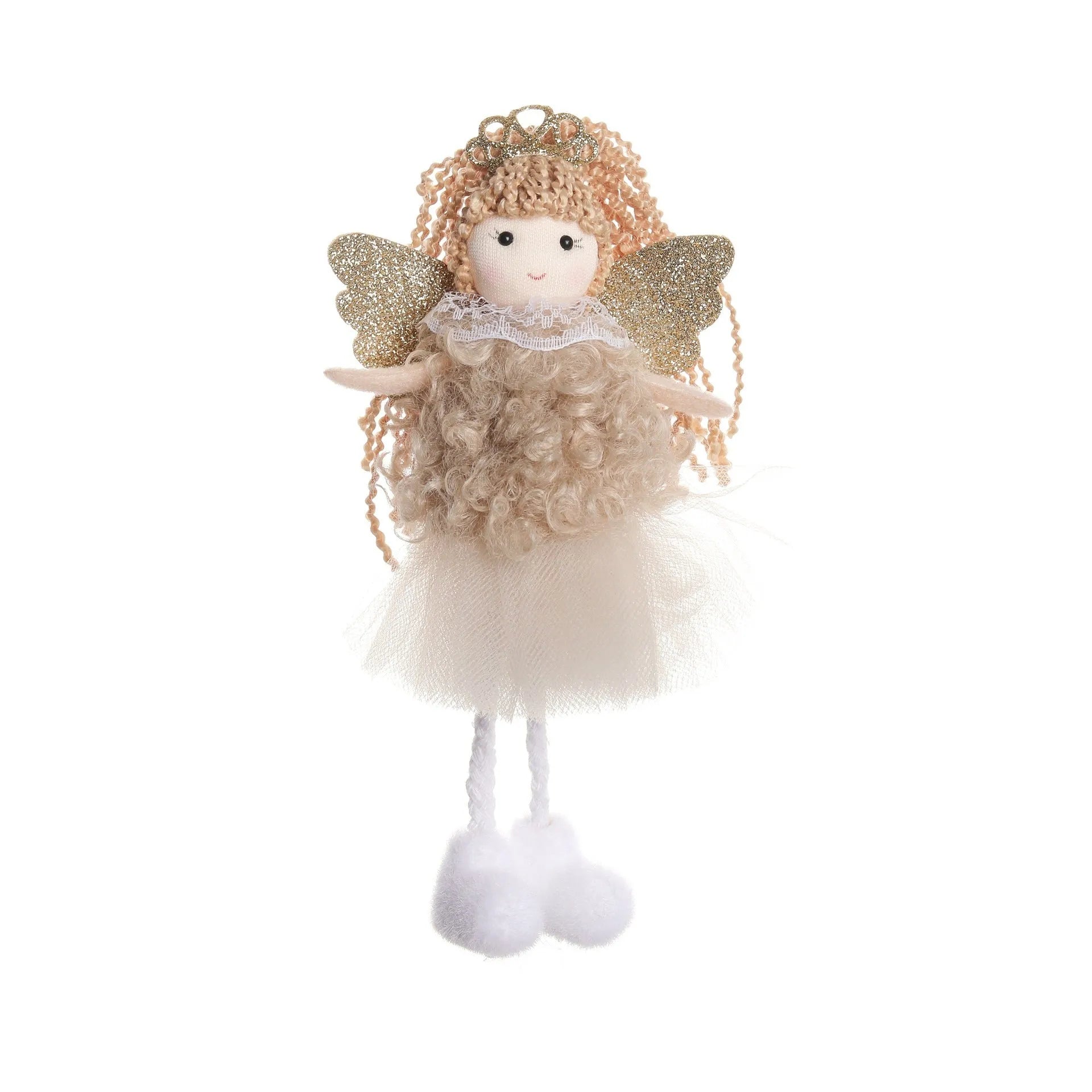 Christmas angel fabric pendant hair accessory for girls' high ponytails in cartoon style