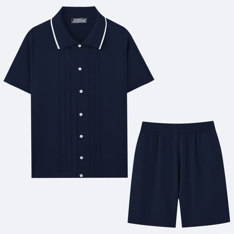 Business casual short sleeve sweater top with matching shorts in Tencel viscose fabric available in multiple colours