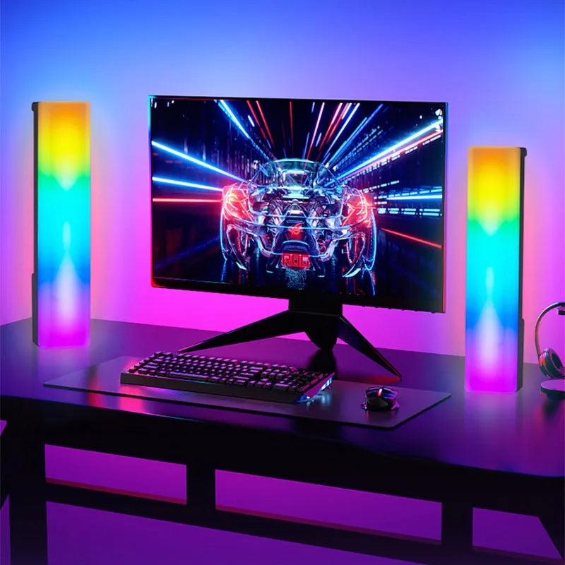 3D RGB music-activated table ambiance lamp with colour rhythm effects, black USB powered