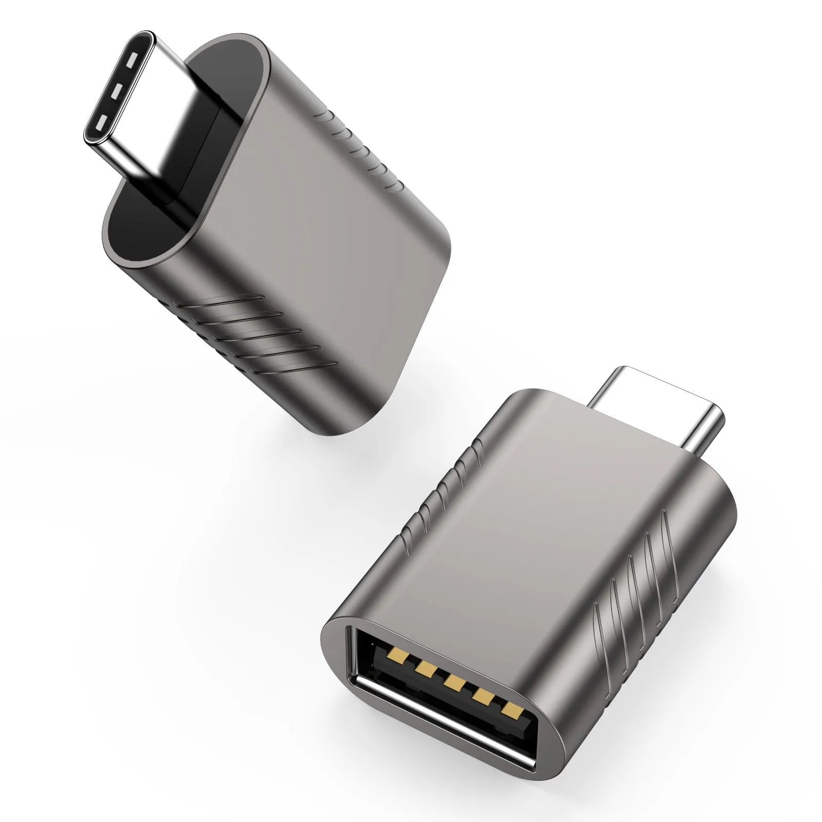 USB data charging converter with zinc alloy shell in metallic champagne gold finish