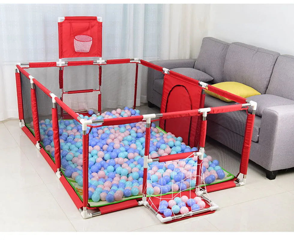Children's playpen tent with Oxford cloth and stainless steel frame, dark grey colour, 1.22m by 2.3m by 1.05m size.