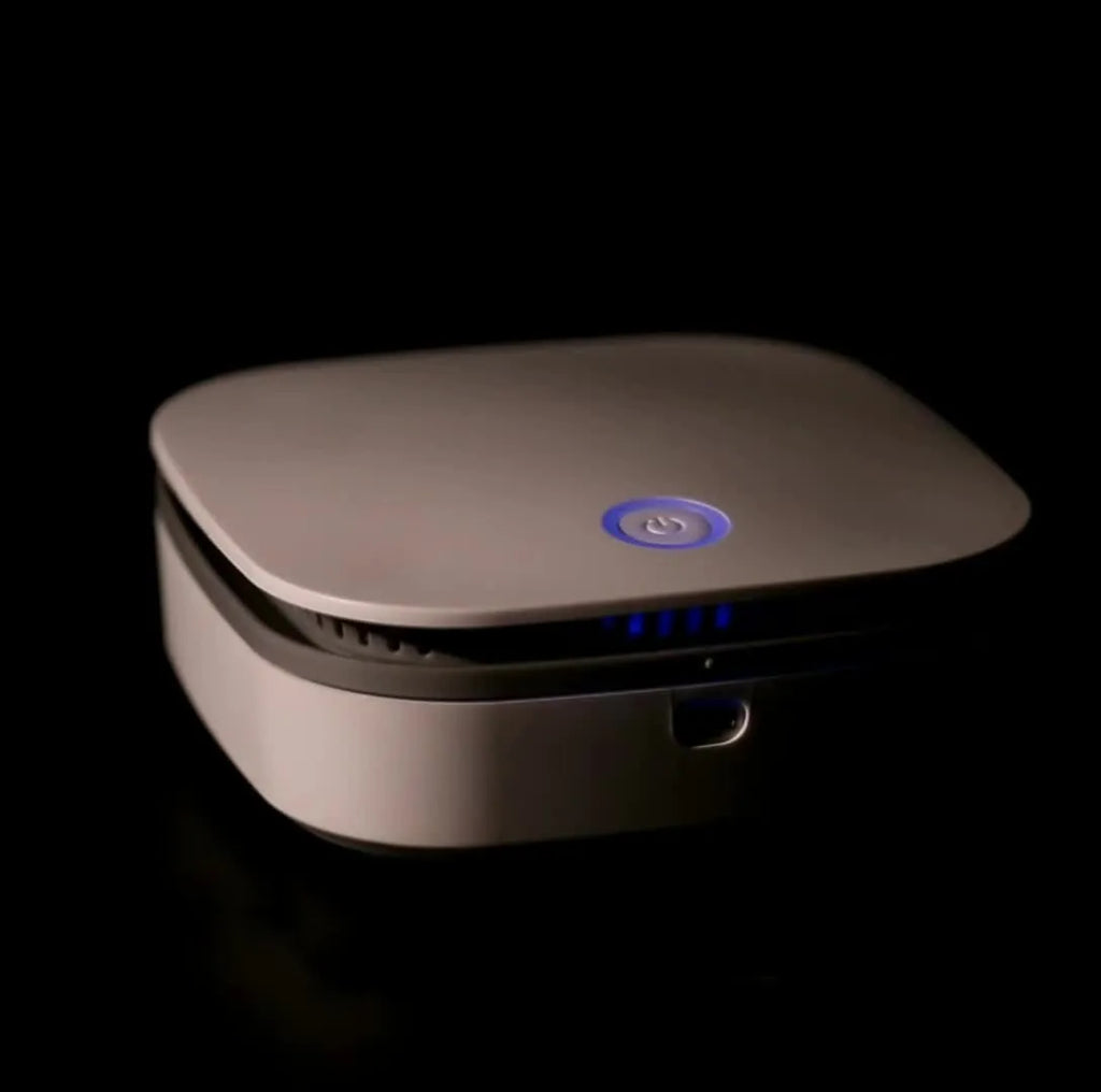 White portable USB air purifier for car and small room use.