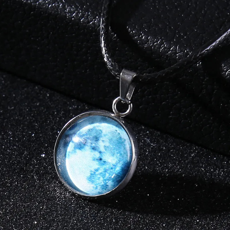 Luminous Christmas moon night sky constellation pendant necklace with adjustable alloy chain