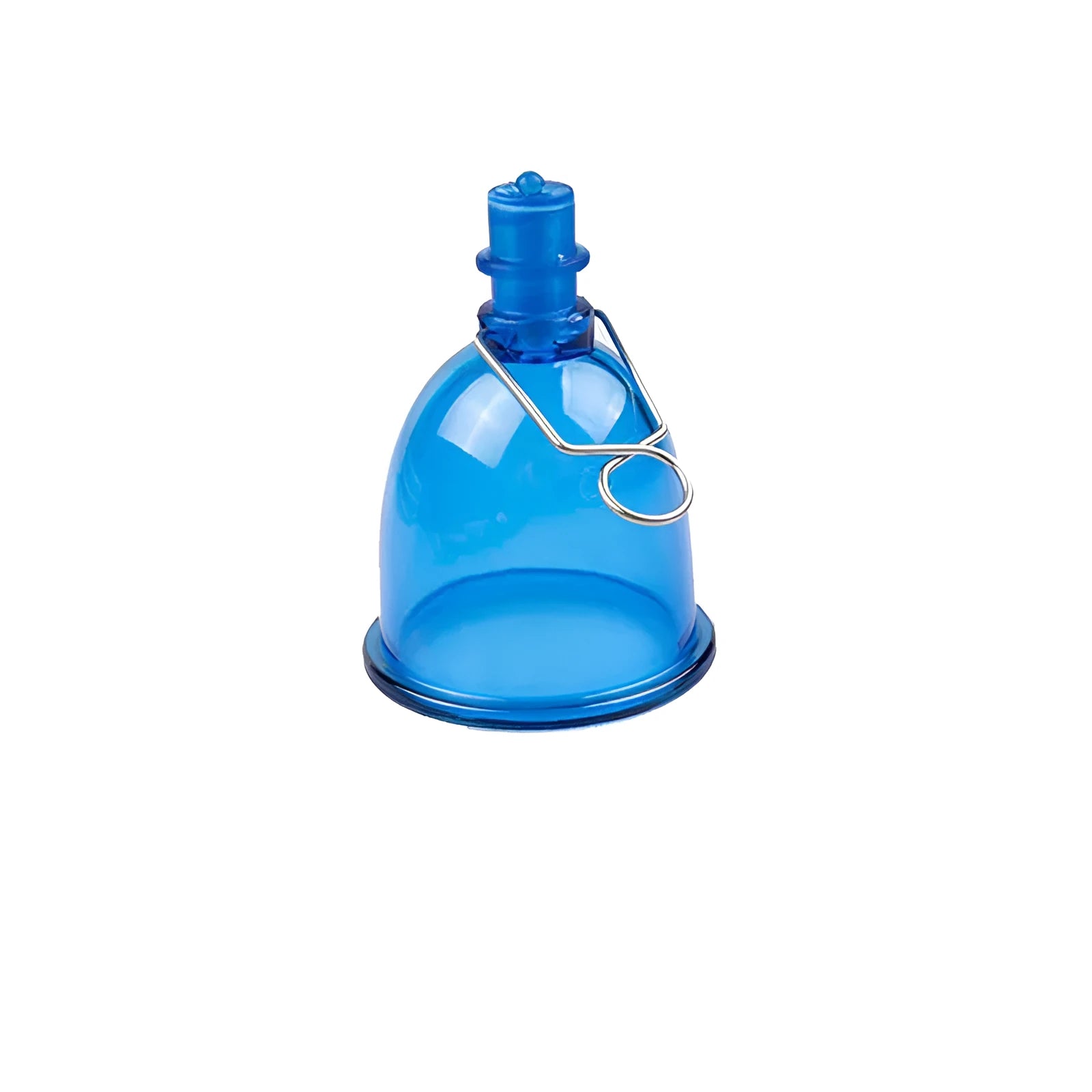 Blue silicone male adult physical stretch exerciser cup in small, medium and large sizes