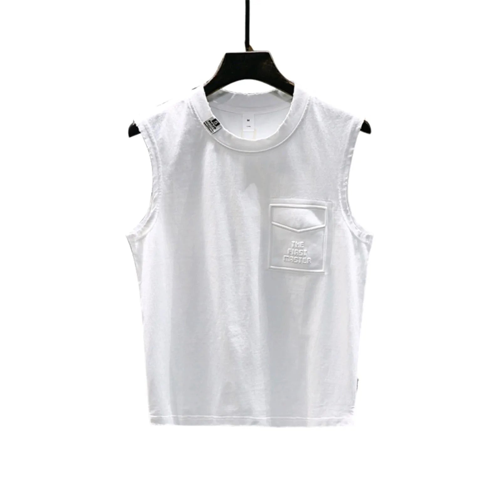Solid colour cotton sleeveless t-shirt in loose fit with straight hem design