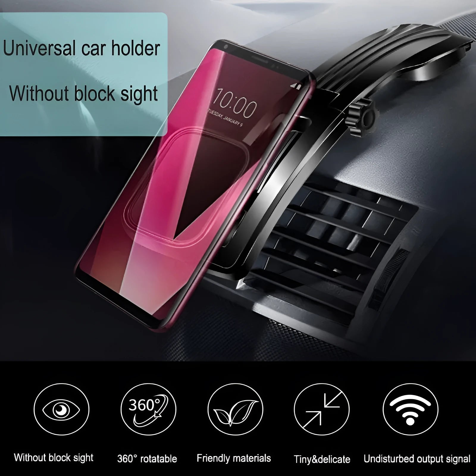 Creative magnetic desktop car phone holder with gooseneck arm and silicone surface in black