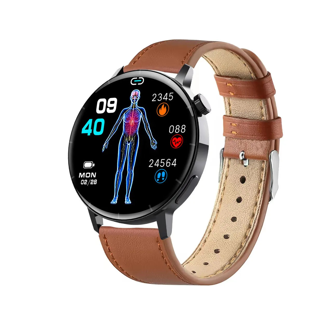 F67S third generation blood glucose smart watch on wrist, red light sensor, black strap variant
