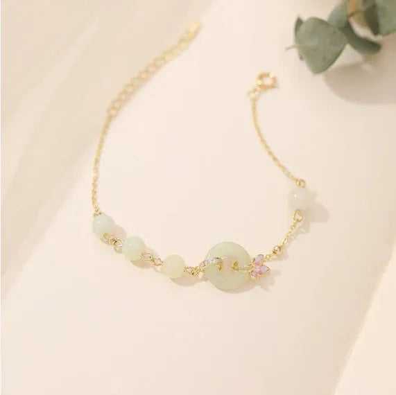 925 silver orchid necklace with safe buckle and O-ring chain, electroplated pendant, pastoral style