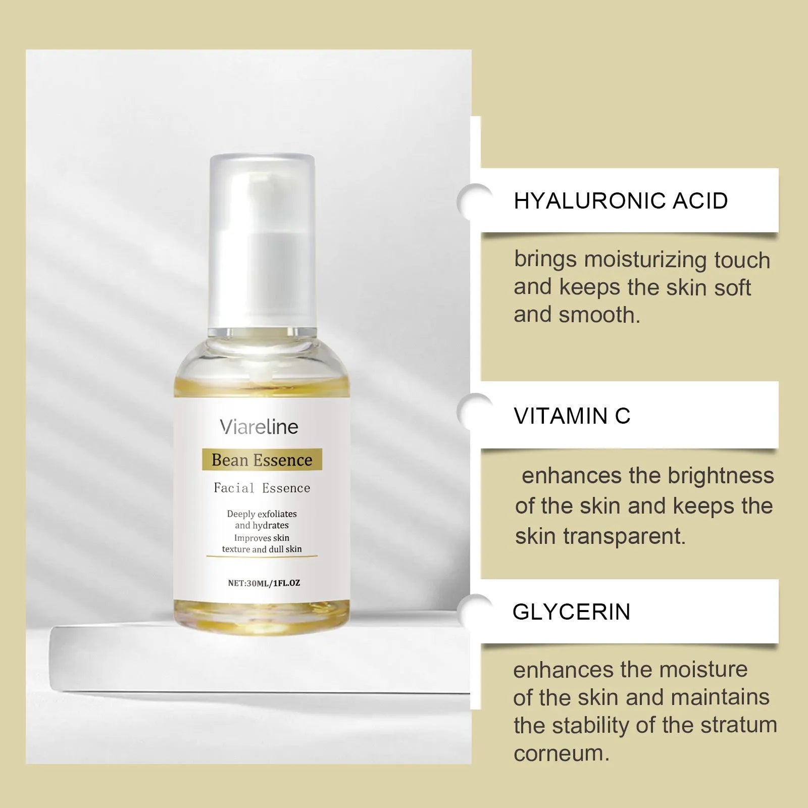 30ml daily shin moisturiser essence with hyaluronic acid and vitamin C for facial skin