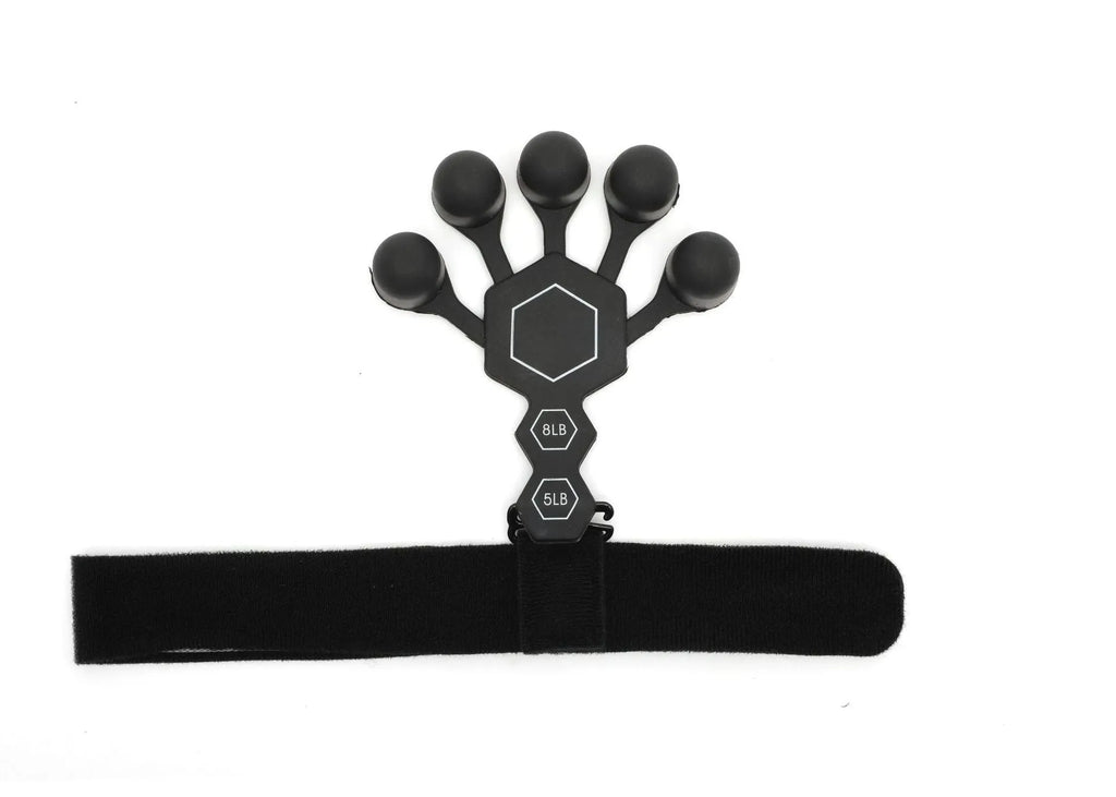 Men's silicone 5-finger rehabilitation power shooting brace hand trainer in black