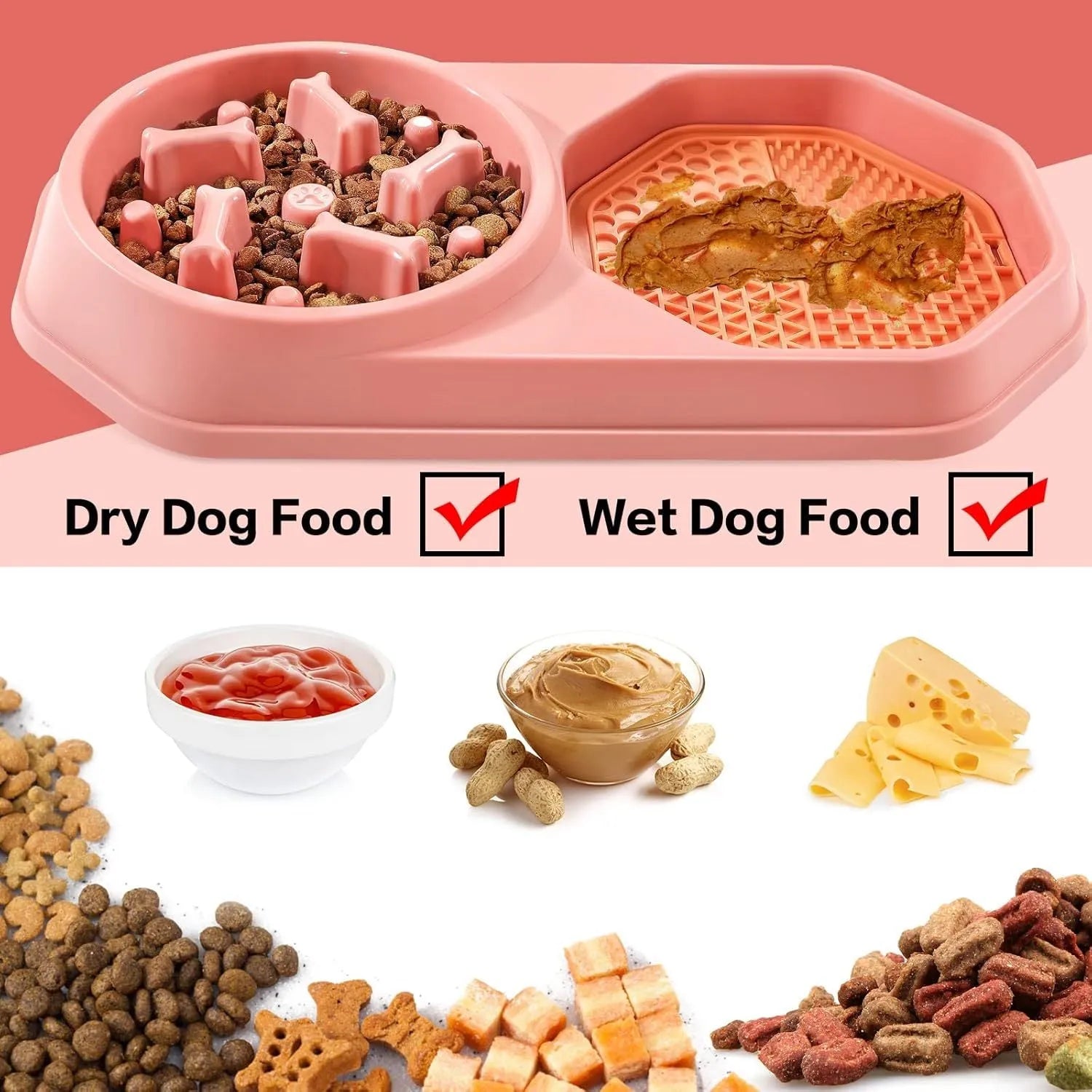 Blue slow feeder interactive dog bowl with maze pattern and non-slip base for healthy eating.