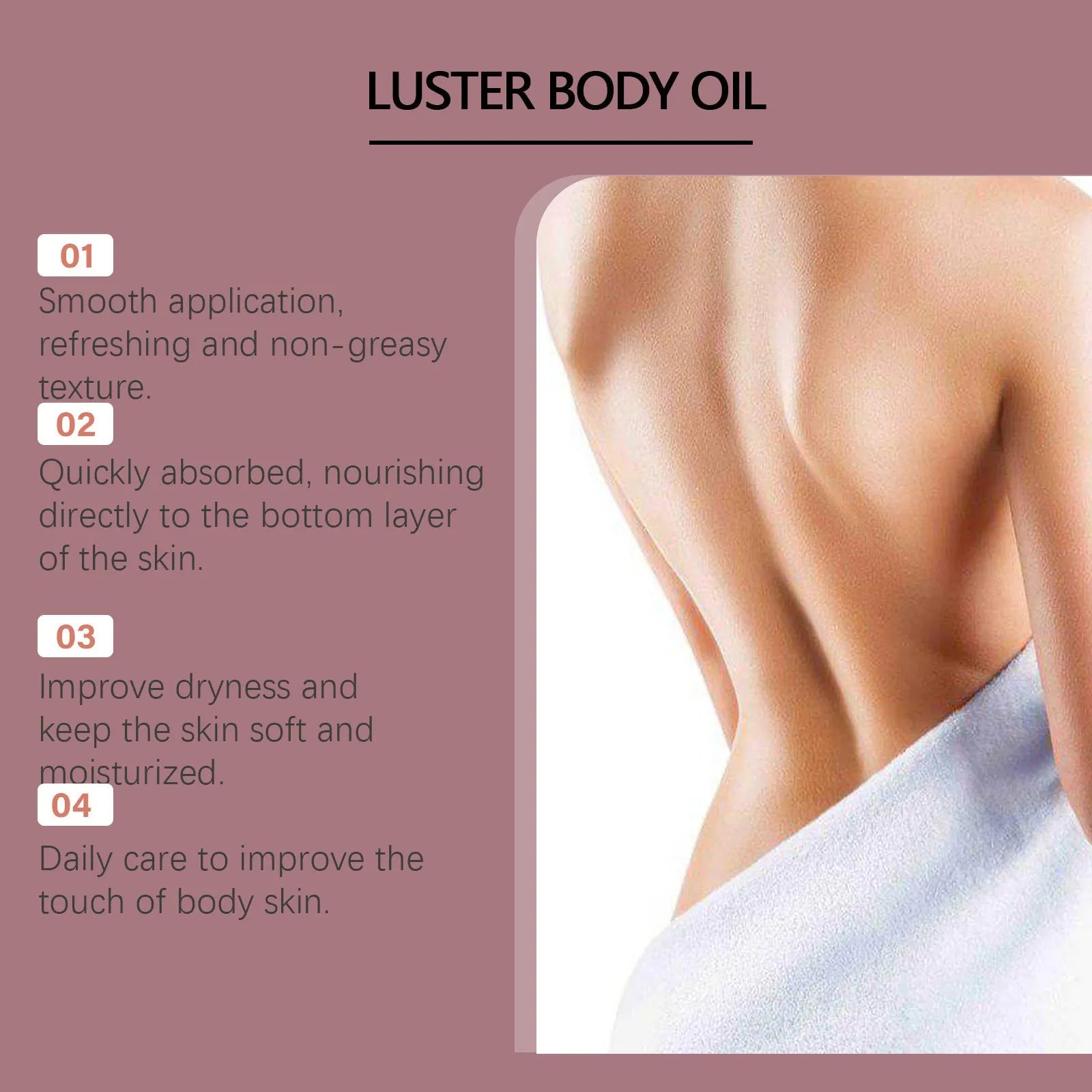 Gloss Care Body Massage Oil 100ml bottle with jojoba and sweet almond oils for skin glow