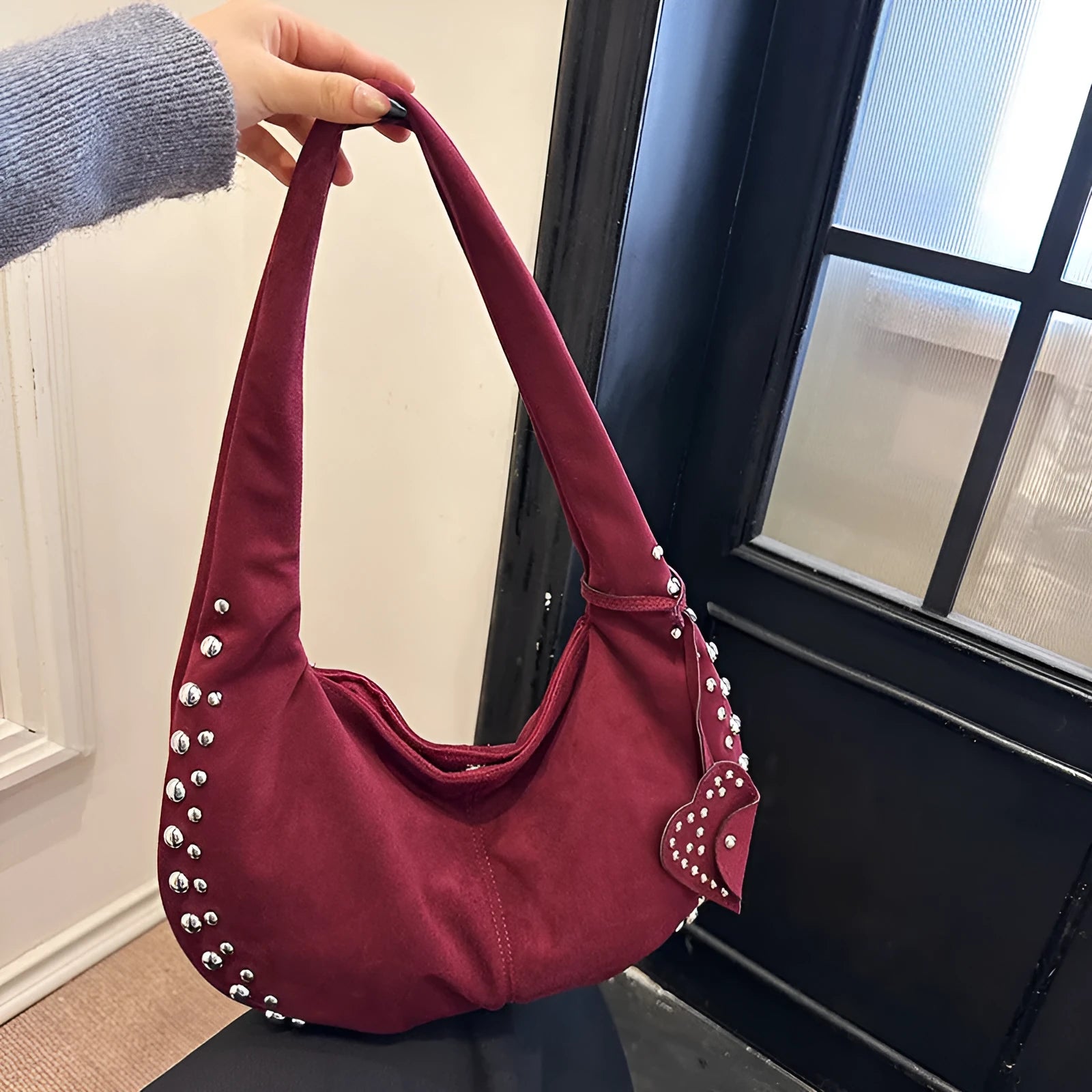 Soft plush retro tote handbag in multiple colour options with strapless underarm design