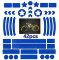 Reflective grid pattern safety tape for bicycles in red, yellow, blue, and white colours.