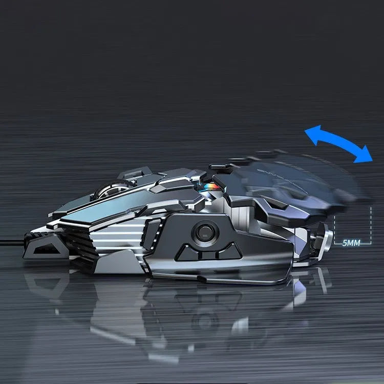 Forerunner MK500 wired esports gaming mouse in metallic black with metal weighted body and USB cable