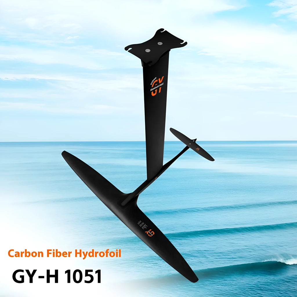 Carbon fiber racing hydrofoil surfboard attachment with aluminium alloy front wing