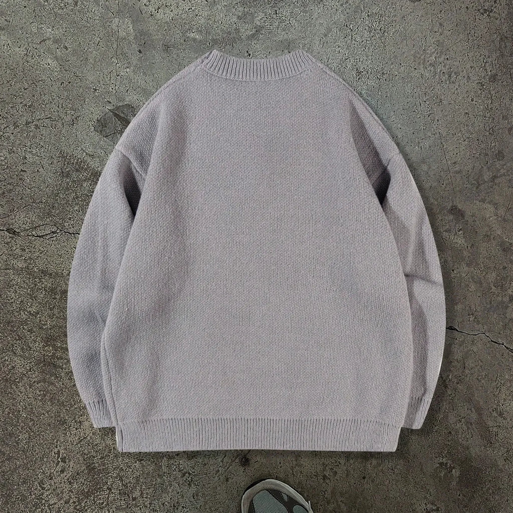 Loose geometric jacquard pullover knitted sweater for women, gray and black, viscose fibre, sizes M L XL