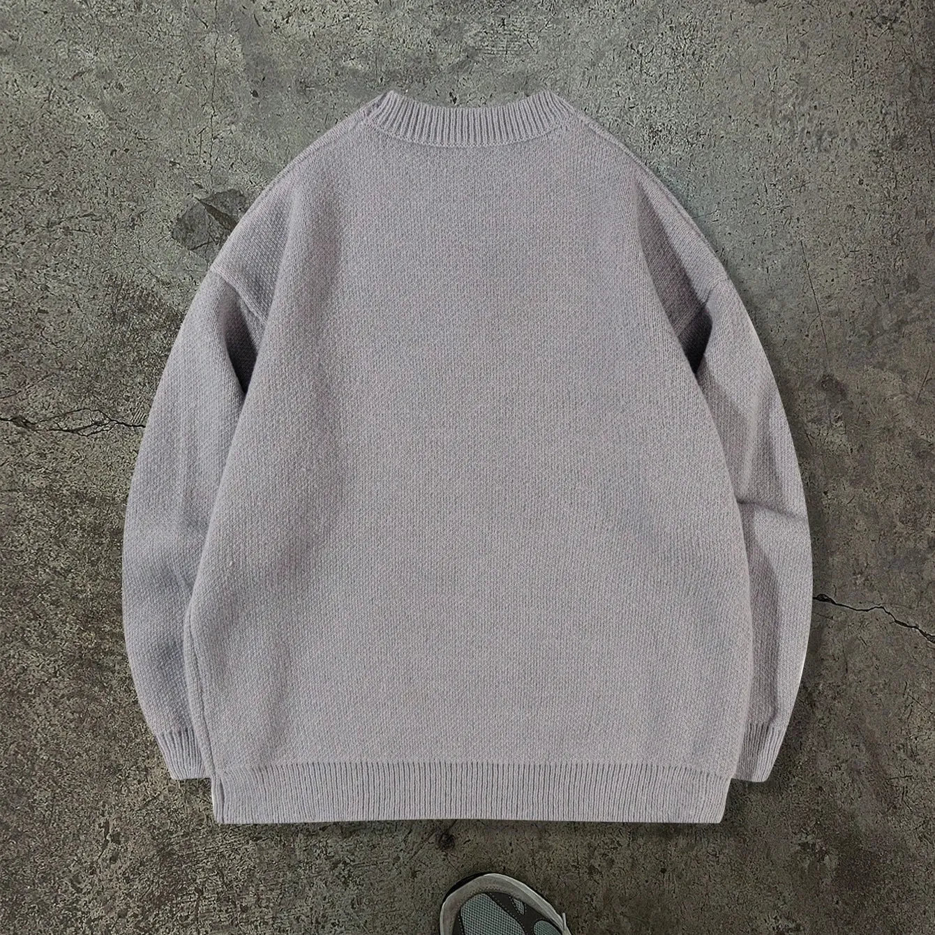 Loose geometric jacquard pullover knitted sweater for women, gray and black, viscose fibre, sizes M L XL