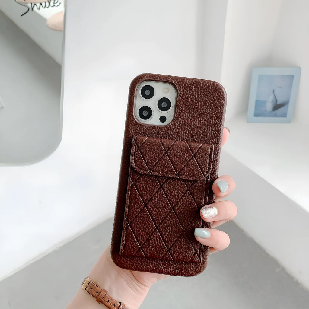 Tide brand imitation leather phone case with card holder slot in black for iPhone, back cover style