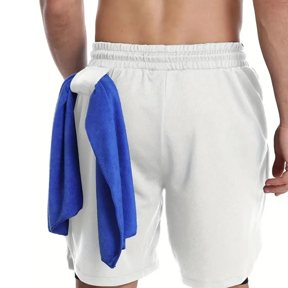 Double-layer camouflage quick-drying shorts for summer running and fitness in black and white