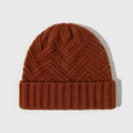 Women's wool knitted dome crown hat with totem pattern in seasonal colours