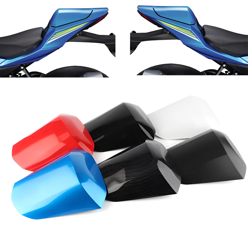 GSXR1000 motorcycle rear cowl seat cover in choice of colours including red, black, and blue.
