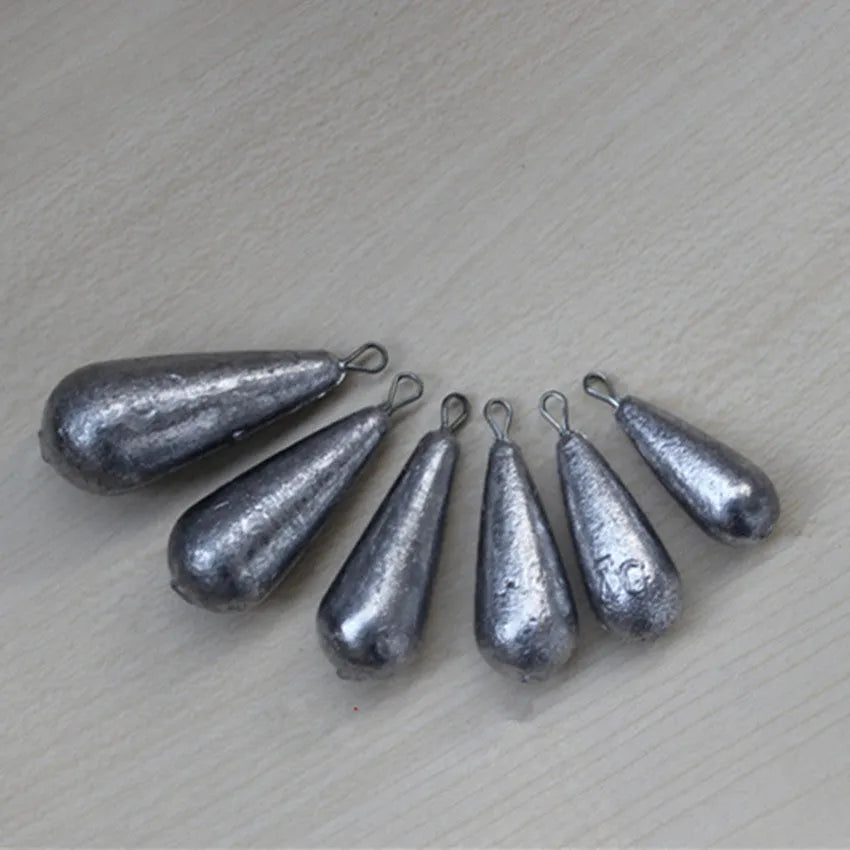 Drop shape band sinker lead fishing weight with quick-attach band, available in 20g to 50g options
