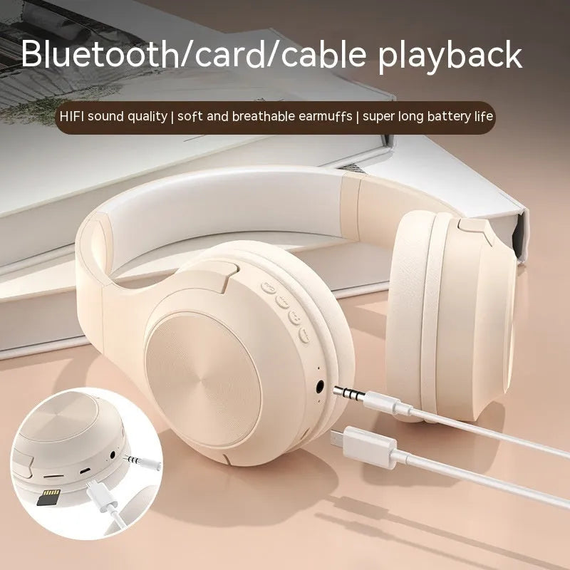 Wireless Bluetooth headset in ivory white, chalk black or youth green with head-mounted design