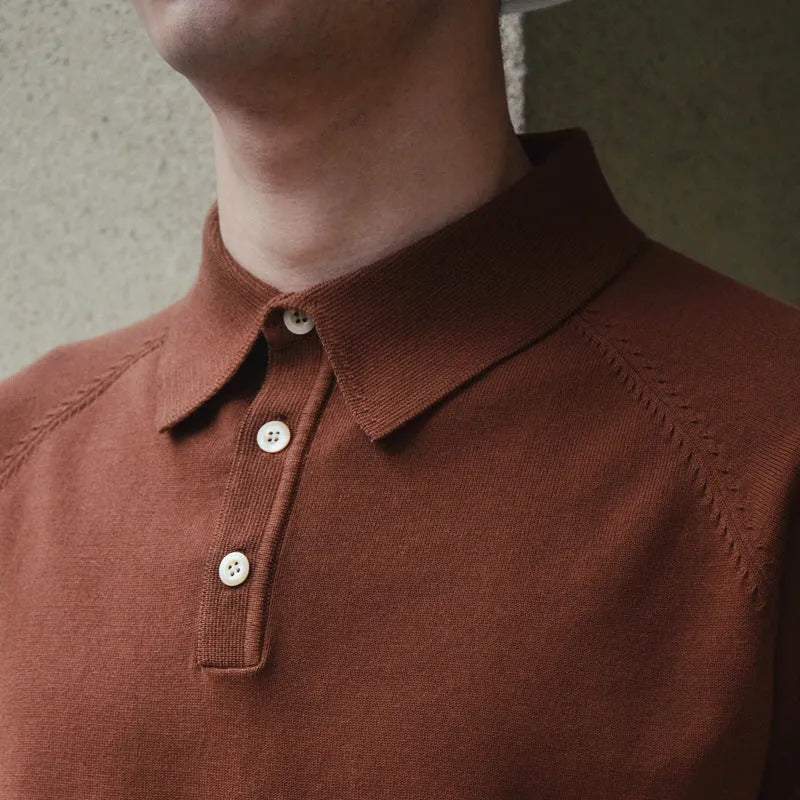 Retro slim fit cotton short-sleeved T-shirt in solid colours for summer leisure wear