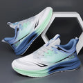 Men's low-top casual trainer in grey-green with woven mesh upper and round toe on a rubber sole.