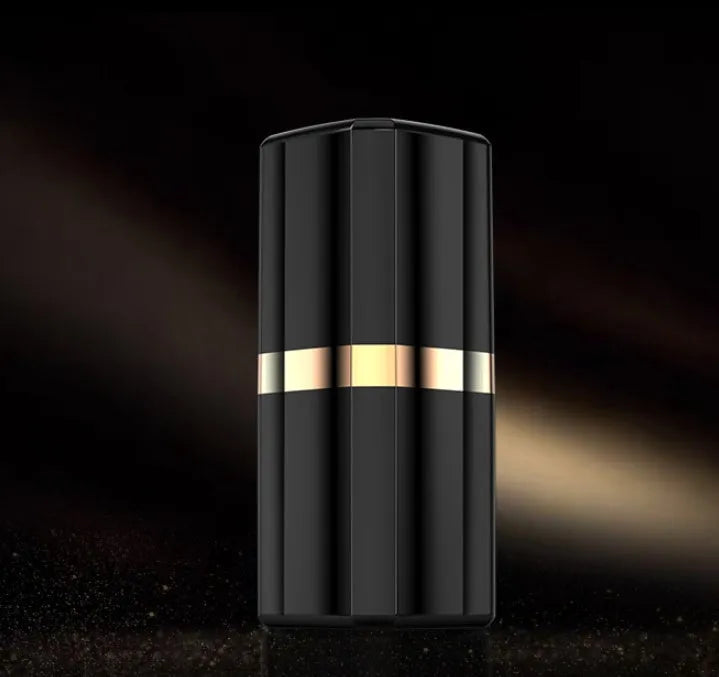 Lipstick Bluetooth earphone in black with in-ear noise reduction and charging case
