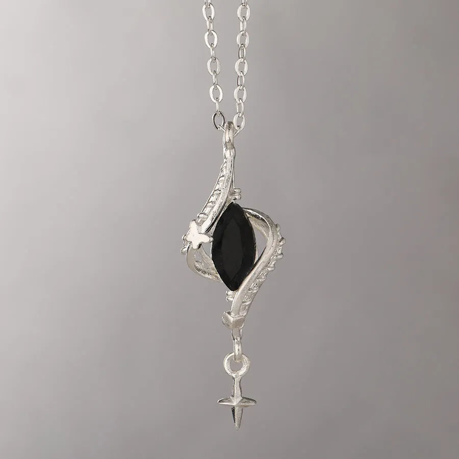 Hollow out creative pendant necklace with Mori style winding detail on alloy cross chain, unisex, 41-50cm perimeter