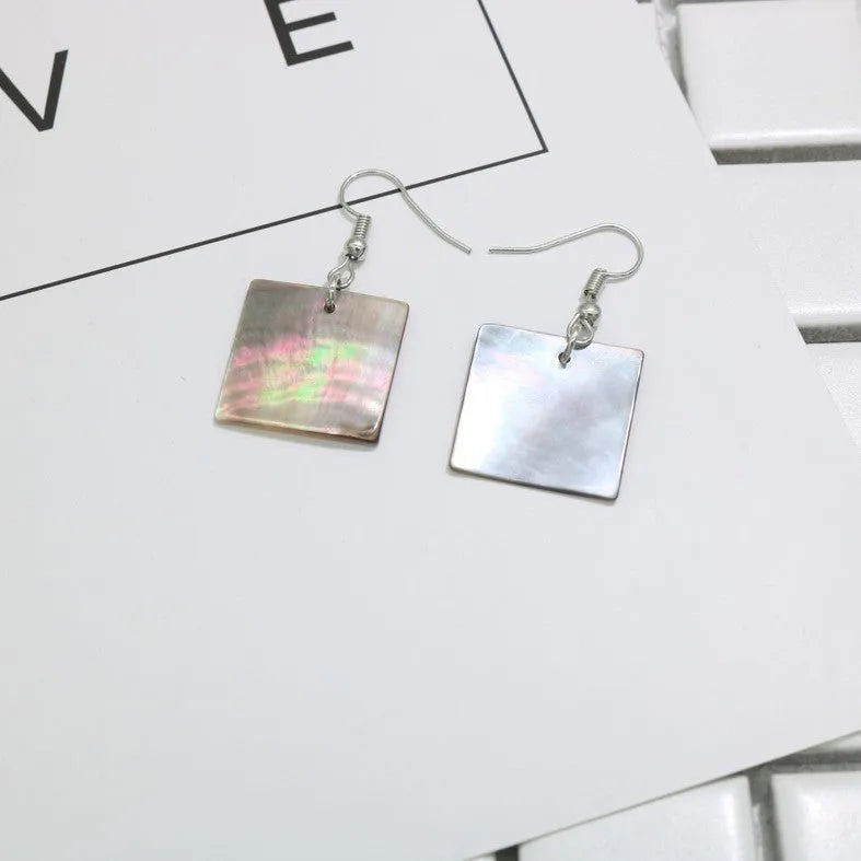 Women's geometric shell earrings with rectangular or panther patterns