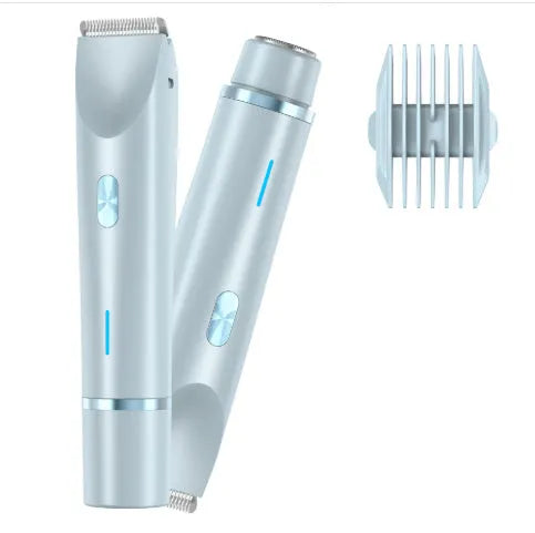 2-in-1 women's electric body hair trimmer double head shaver USB rechargeable pink for wet dry use on bikini line legs underarms