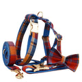 Fashion bow gentleman pet collar four-piece set including collar leash bow and vest in cloth for dogs size XS to XL