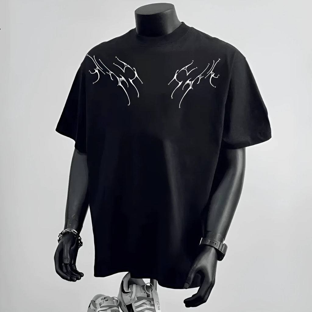 Men's loose fit pure cotton short sleeve t-shirt with printed letter design in black or white colours